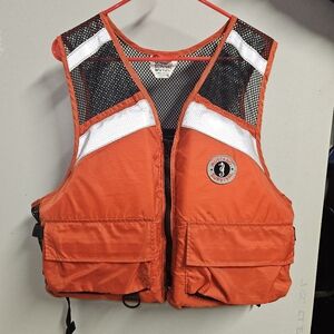 Orange and Black Swim Vest with Ventilation and Adjustable Straps